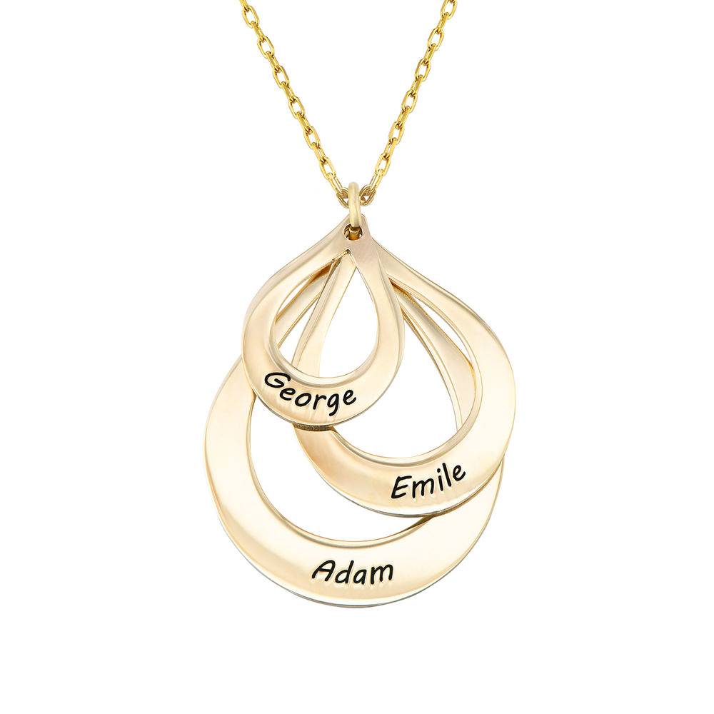 Engraved Family Necklace Drop Shaped in Gold 10K-2 product photo