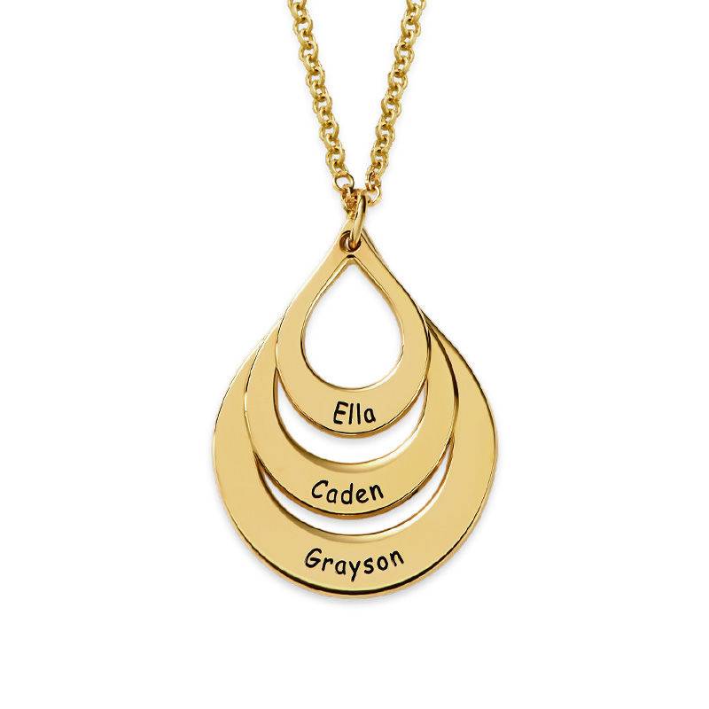Engraved Family Necklace Drop Shaped in Gold Plating-2 product photo