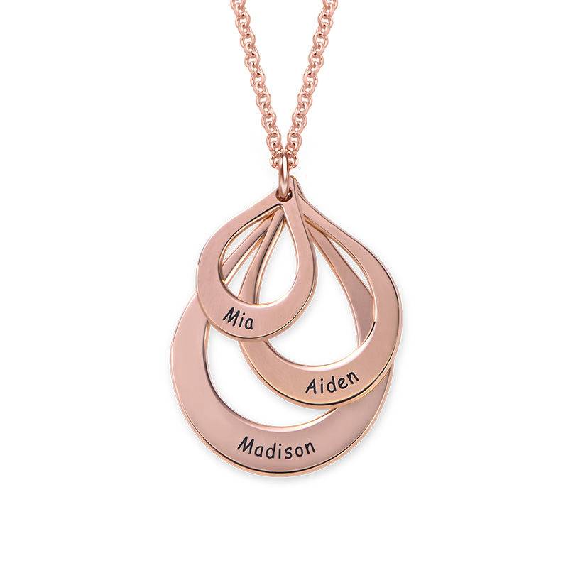 Engraved Family Necklace Drop Shaped in Rose Gold Plating product photo