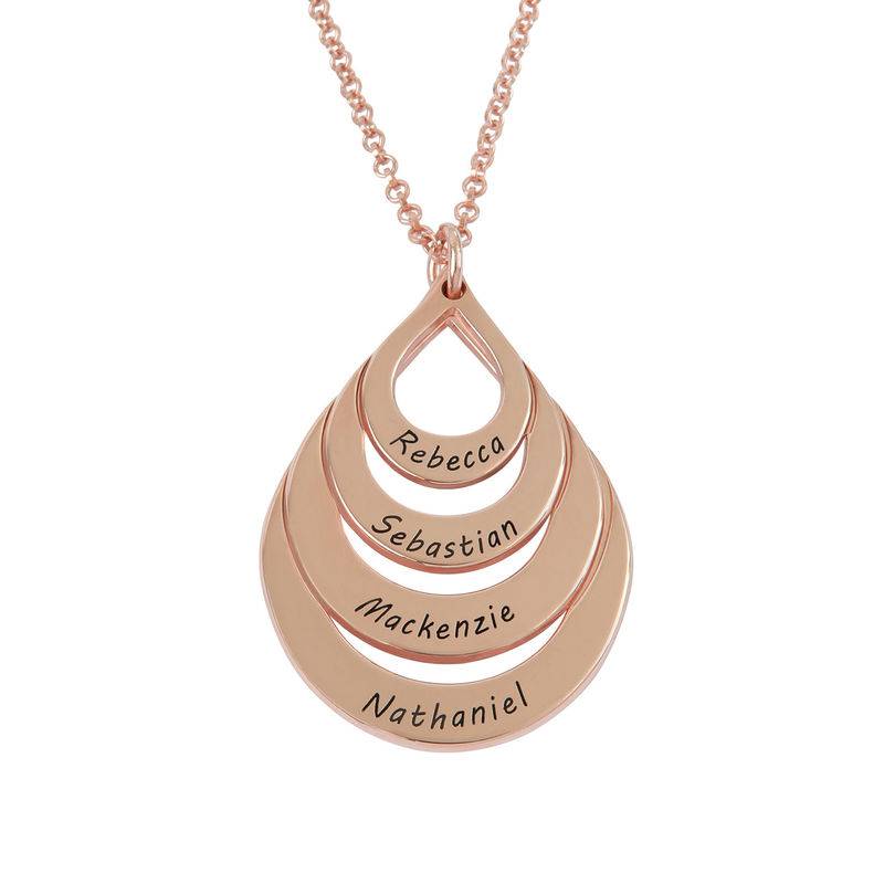 Engraved Family Necklace - Four Drops in Rose Gold Plating-3 product photo