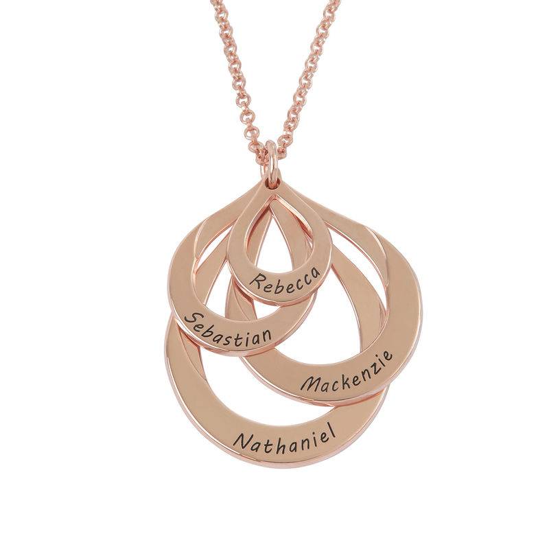 Engraved Family Necklace - Four Drops in Rose Gold Plating-5 product photo