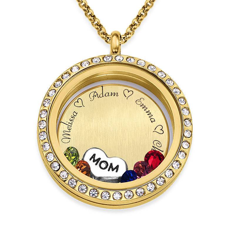 Engraved Floating Charms Locket - For Mom or Grandma with Gold Plating product photo