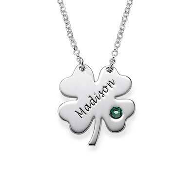 Engraved St. Patrick’s Day Four Leaf Clover Necklace-1 product photo