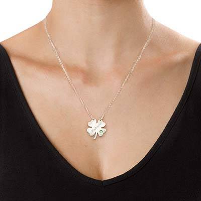 Engraved St. Patrick’s Day Four Leaf Clover Necklace-3 product photo