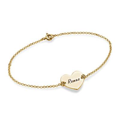 Engraved Heart Couples Bracelet in 18k Gold Plating-1 product photo