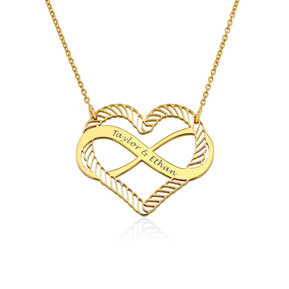 Engraved Heart Infinity Necklace in Gold Plating-4 product photo