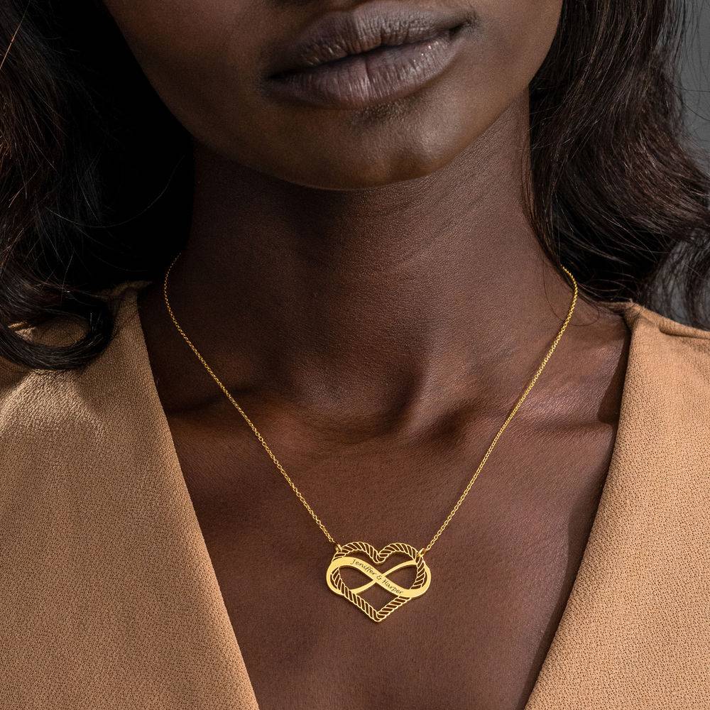 Engraved Heart Infinity Necklace in Gold Plating-5 product photo