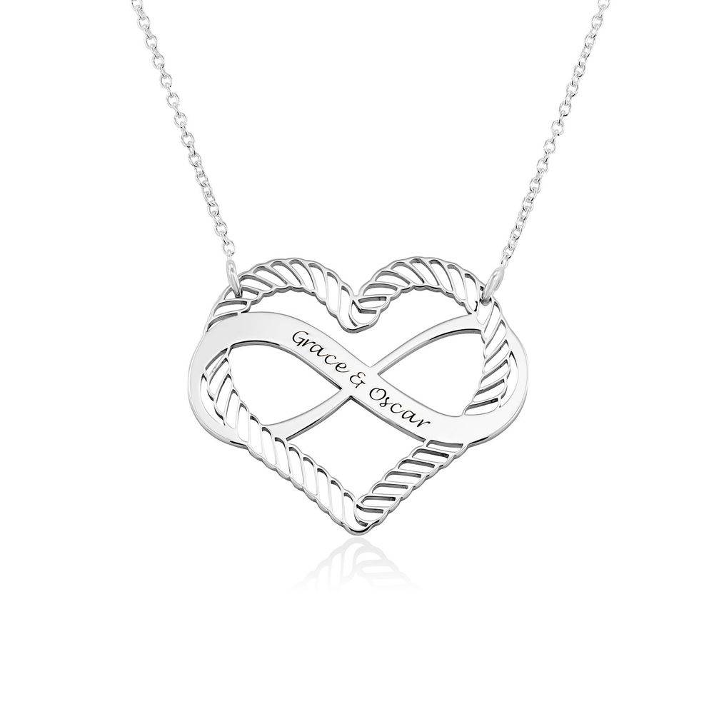 Engraved Heart Infinity Necklace in Sterling Silver-1 product photo
