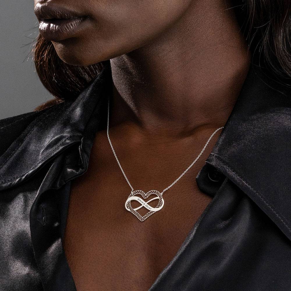 Engraved Heart Infinity Necklace in Sterling Silver-3 product photo