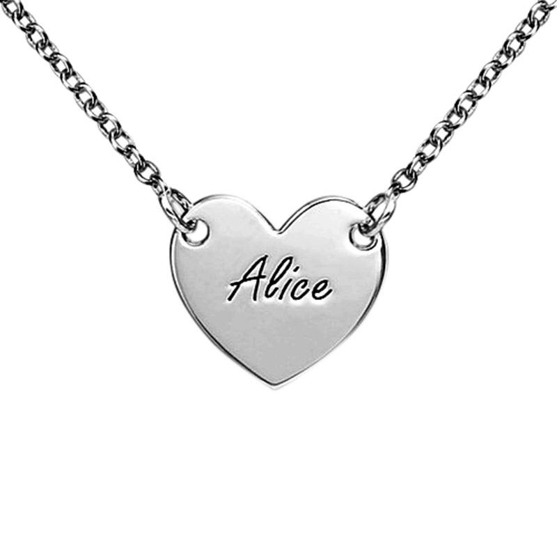 Engraved Heart Necklace in Sterling Silver for Teens-1 product photo