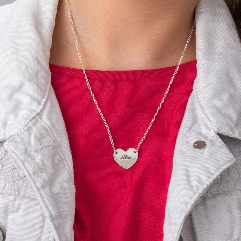Engraved Heart Necklace in Sterling Silver for Teens-3 product photo