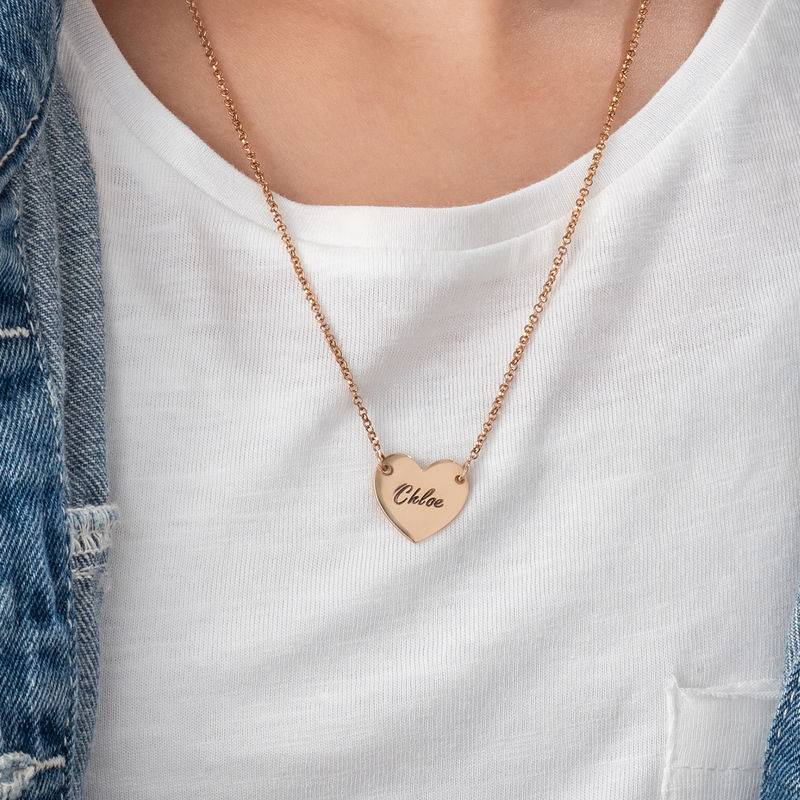 Engraved Heart Necklace with 18K Rose Gold Plating for Teens-3 product photo