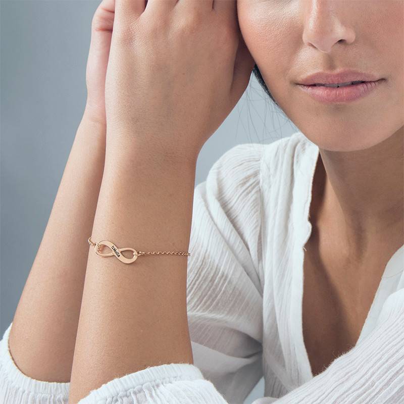 Engraved Infinity Bracelet with Rose Gold Plating-2 product photo