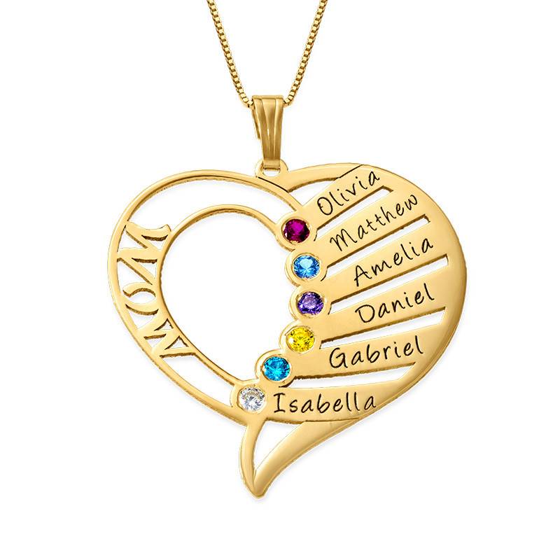 Engraved Mom Birthstone Necklace - 14K Gold-2 product photo