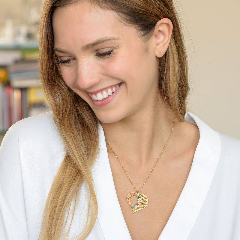 Engraved Mom Birthstone Necklace - 14K Gold-3 product photo