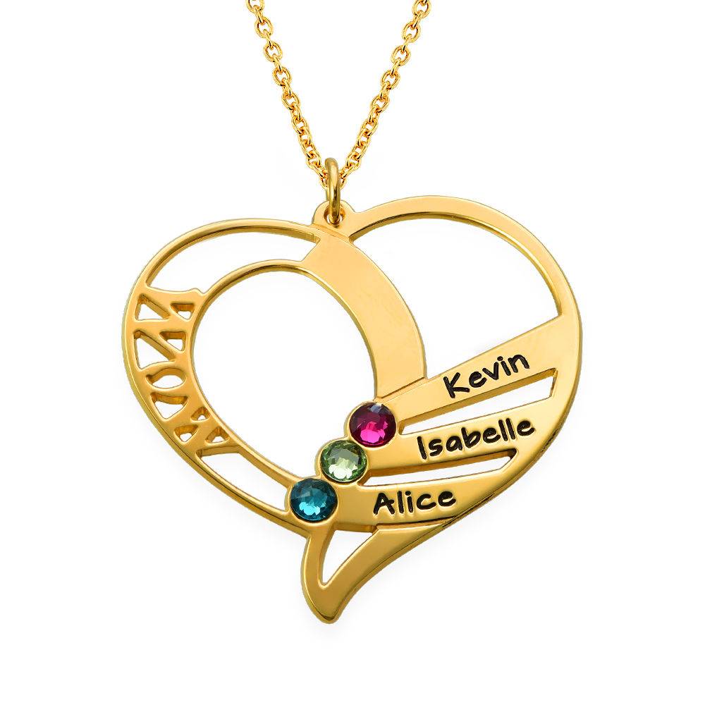 Engraved Mom Birthstone Necklace  - Gold Plated product photo