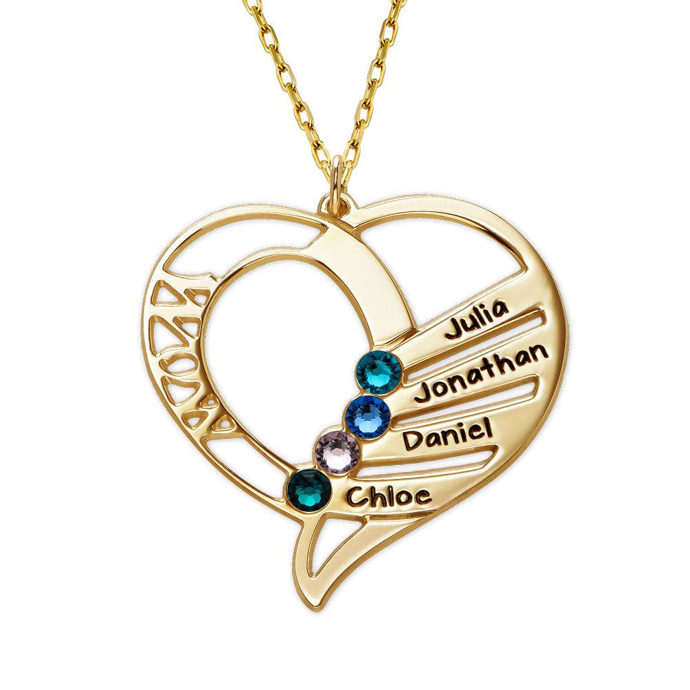 Engraved Mom Birthstone Necklace in 10K Yellow Gold-2 product photo