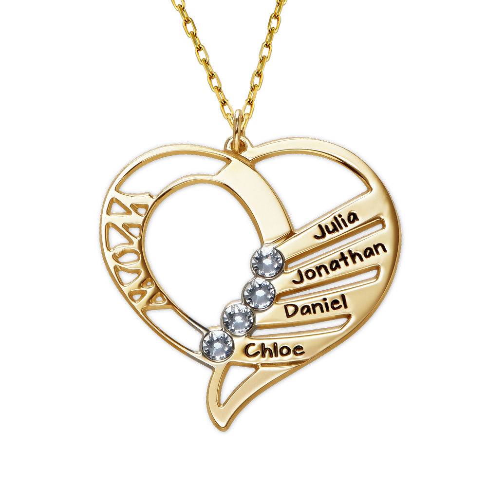 Engraved Mom Birthstone Necklace in 10K Yellow Gold-1 product photo