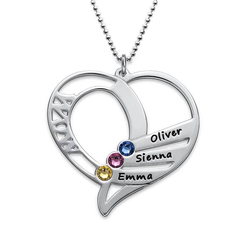 Engraved Mom Birthstone Necklace - Sterling Silver-6 product photo