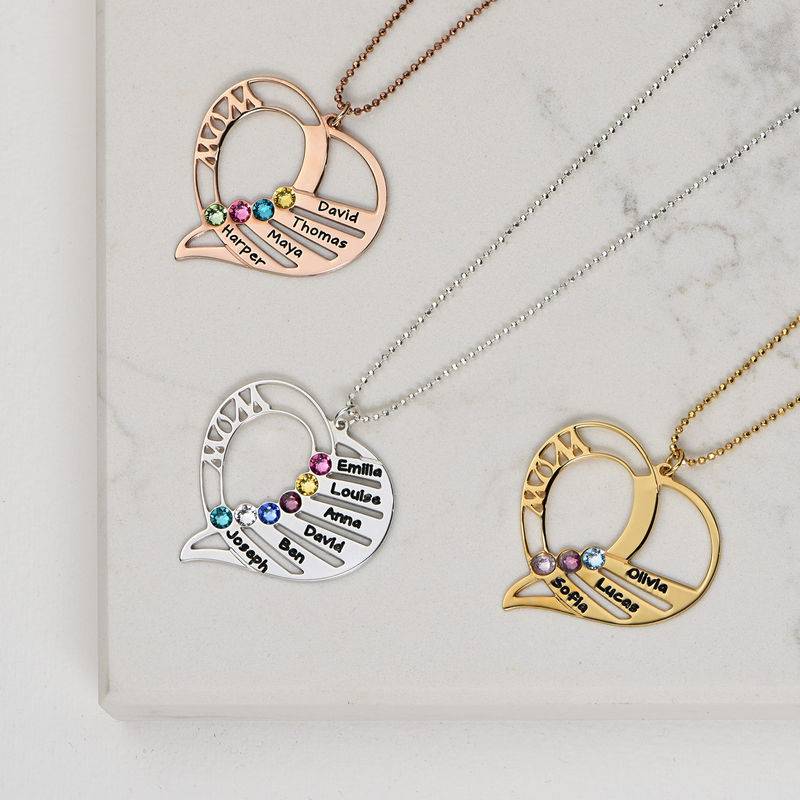 Engraved Mom Birthstone Necklace - Sterling Silver-4 product photo