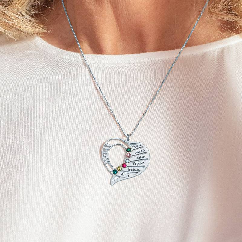 Engraved Mom Birthstone Necklace - Sterling Silver-1 product photo