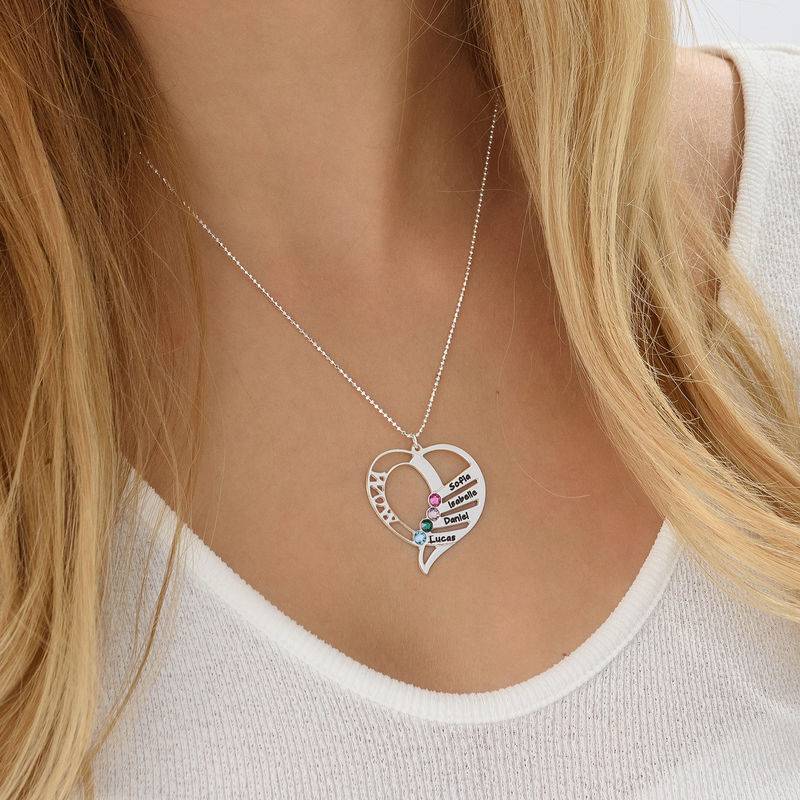 Engraved Mom Birthstone Necklace - Sterling Silver-4 product photo