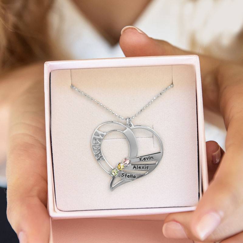 Engraved Mom Birthstone Necklace - Sterling Silver product photo