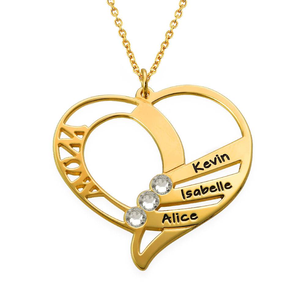 Engraved Mom Birthstone Necklace in Vermeil product photo