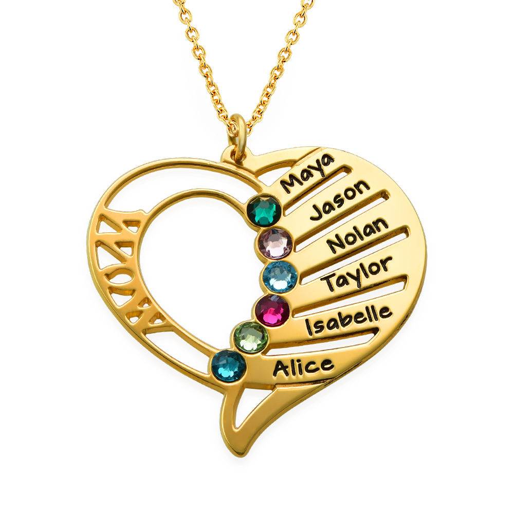 Engraved Mom Birthstone Necklace in Vermeil-5 product photo