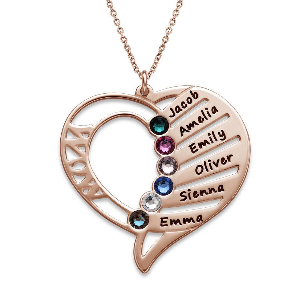 Engraved Mom Birthstone Necklace - Rose Gold Plated-2 product photo