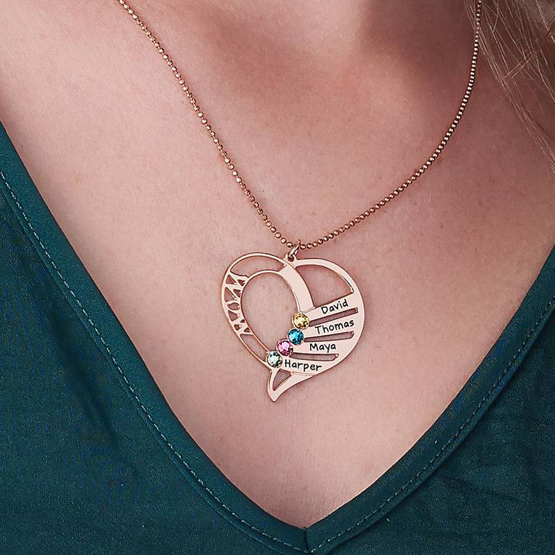 Engraved Mom Birthstone Necklace - Rose Gold Plated-8 product photo