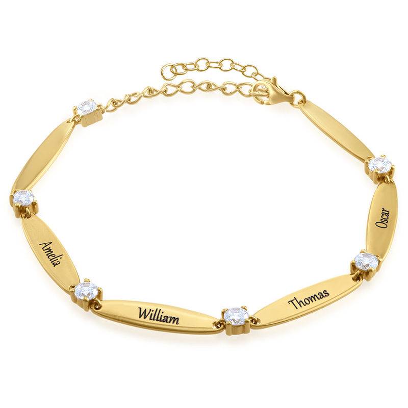 Engraved Mother Bracelet with Cubic Zirconia in Gold Plating-2 product photo