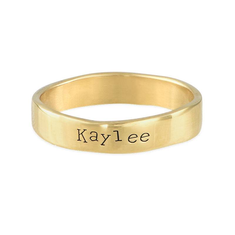 Engraved Name Ring - Hand Stamped Style with Gold Plating-2 product photo