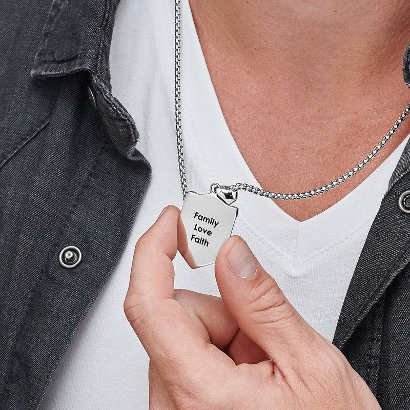 Engraved Shield Necklace for Men product photo