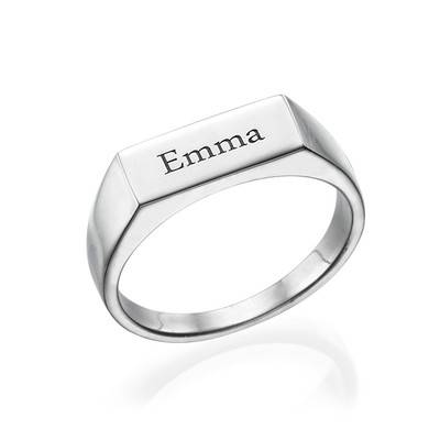 Engraved Signet Ring in Sterling Silver-1 product photo