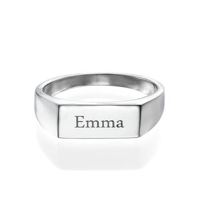 Engraved Signet Ring in Sterling Silver product photo