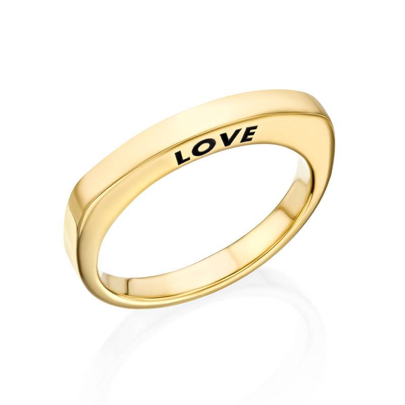 Engraved Square Ring Band in Gold Plating-1 product photo