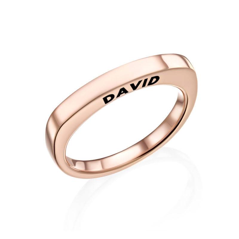 Engraved Square Ring Band in Rose Gold Plating-1 product photo