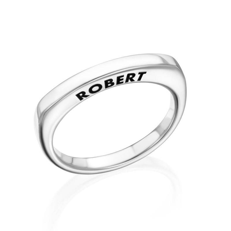 Engraved Square Ring Band in Sterling Silver-1 product photo