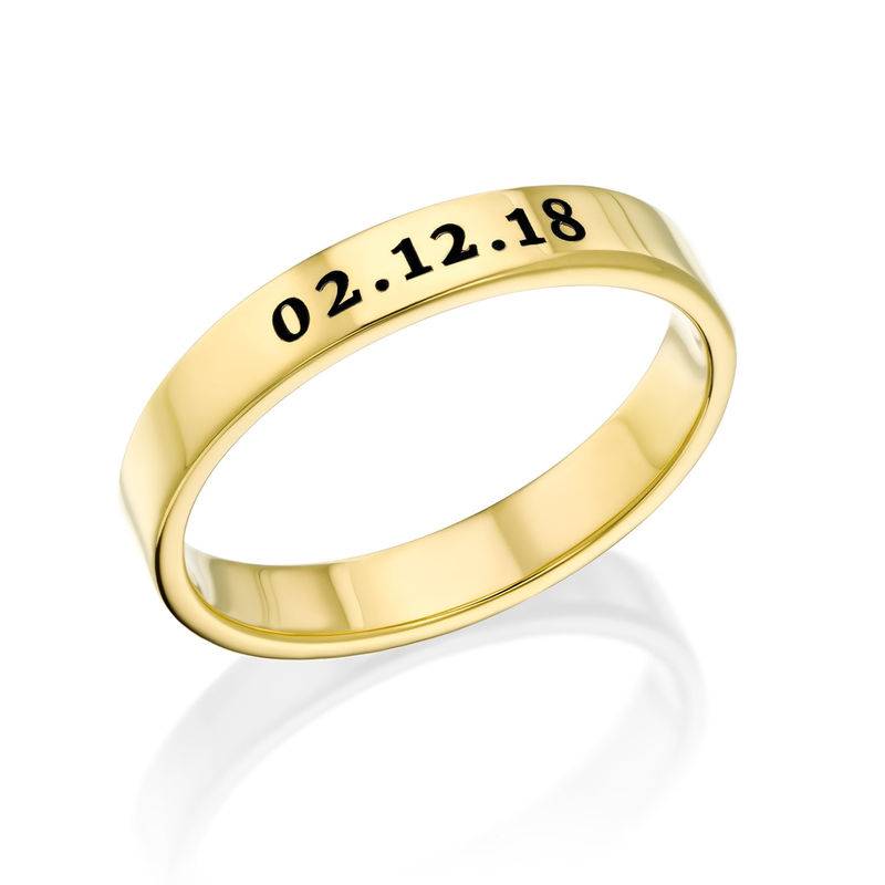 Engraved Thin Band Ring in Gold Plating-8 product photo