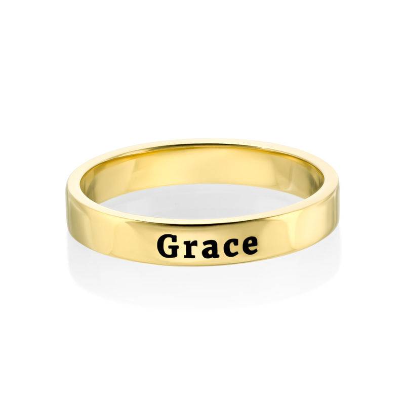 Engraved Thin Band Ring in Gold Plating-3 product photo