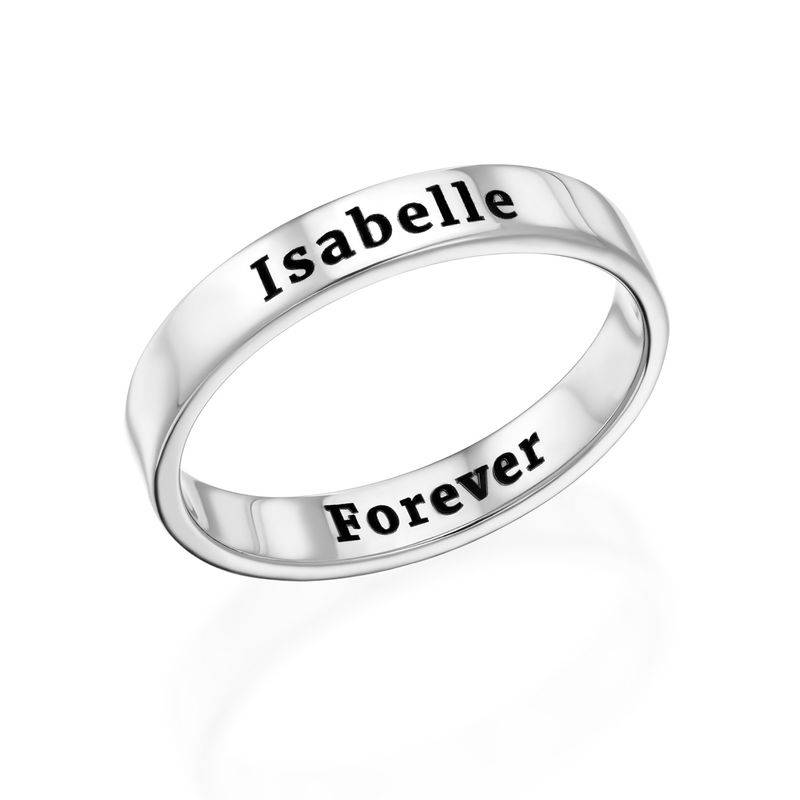 Engraved Thin Band Ring in Sterling Silver-5 product photo