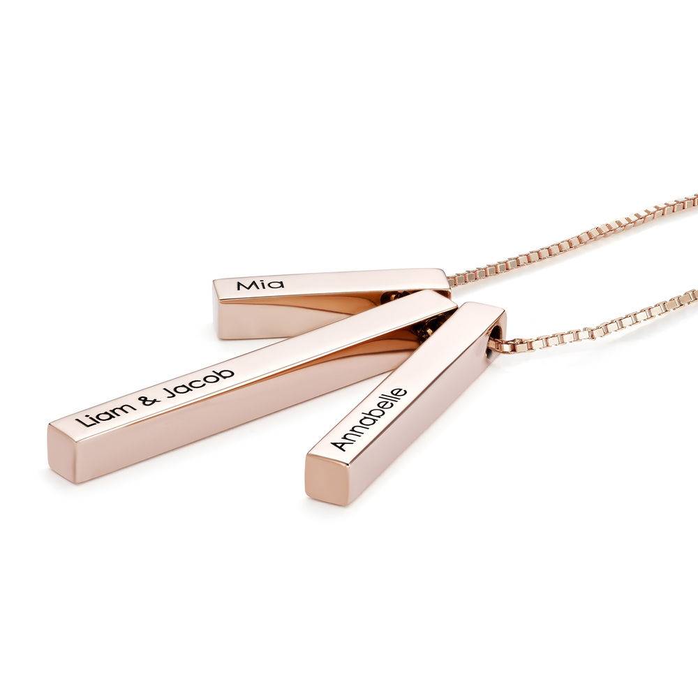 Engraved Triple 3D Vertical Bar Necklace in Rose Gold Plating-1 product photo