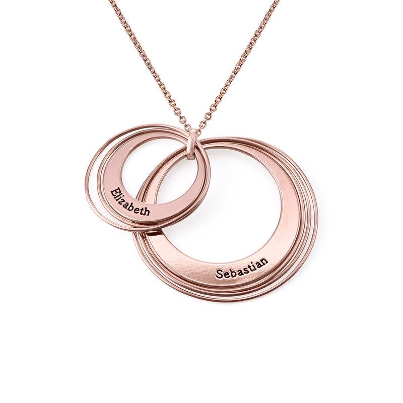 Engraved Two Ring Necklace in 18K Rose Gold Plating product photo