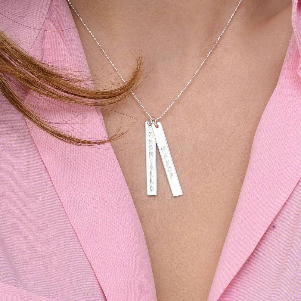 Engraved Vertical Bar Necklace in 10K White Gold-4 product photo