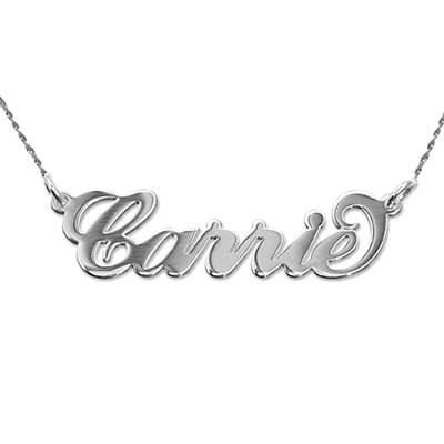 Double Thickness 14k White Gold Carrie-Style Name Necklace With Twist Chain product photo