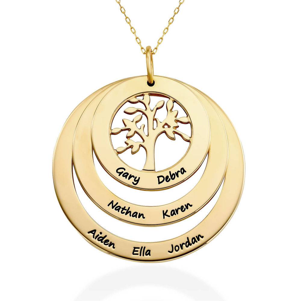 Family Circle Necklace with Hanging Family Tree in 10k Yellow Gold-1 product photo