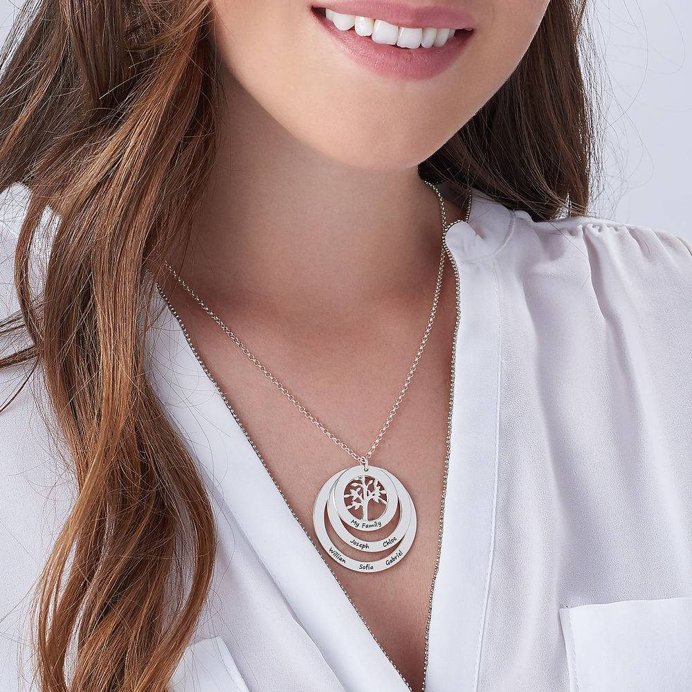 Family Circle Necklace with Hanging Family Tree in Premium Silver-3 product photo