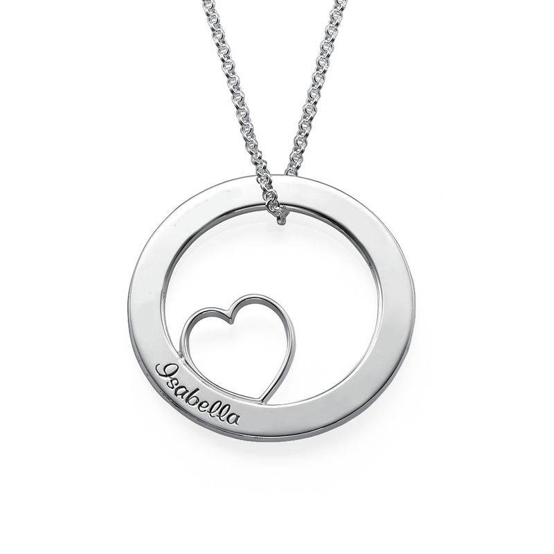 Family Love Circle Pendant Necklace - Sterling Silver-2 product photo