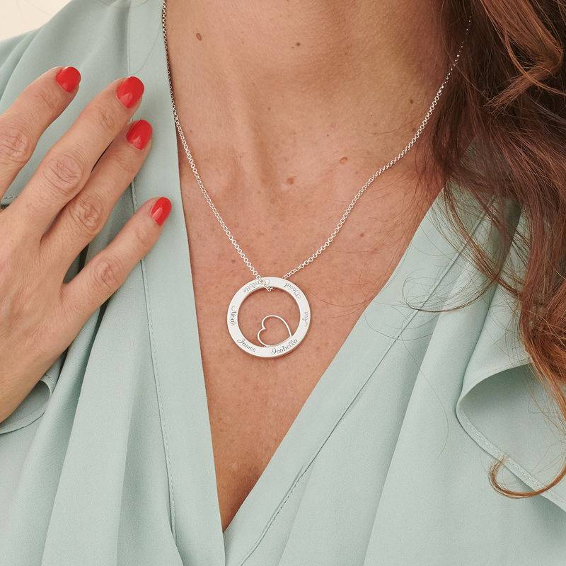 Family Love Circle Pendant Necklace - Sterling Silver-5 product photo